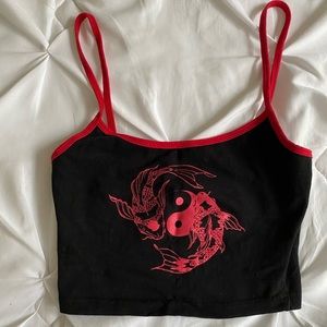 Koi fish Yin Yang design crop tank